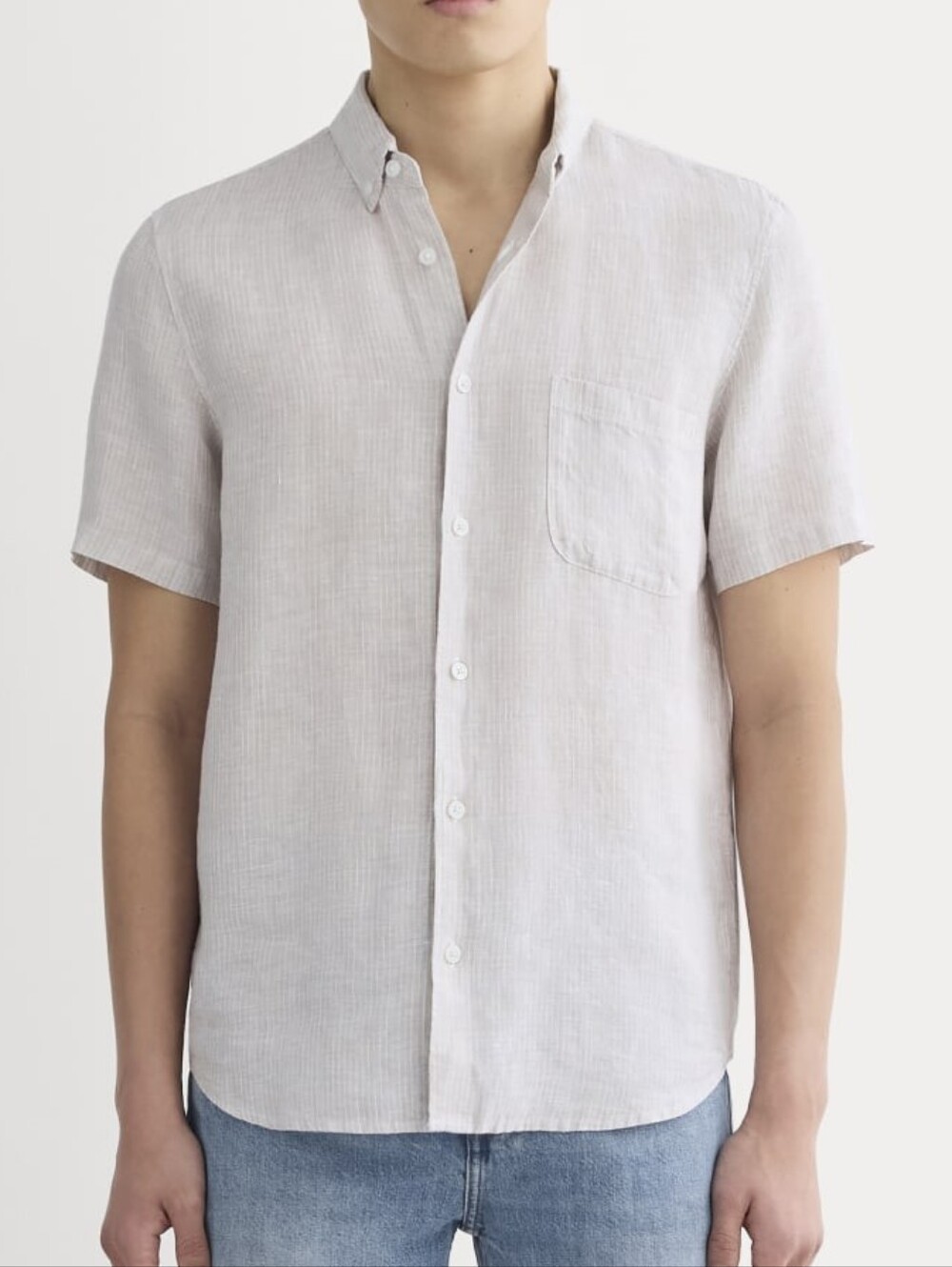 Everlane The Classic Short-Sleeve Button-Down Linen Shirt - Large